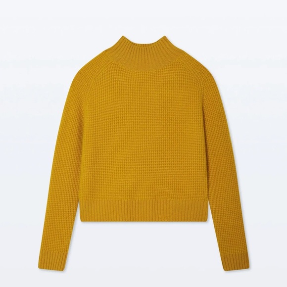 WHITE AND WARRENW+W- CASHMERE LUXE WAFFLE STANDNECKCHARTREUSE YELLOW